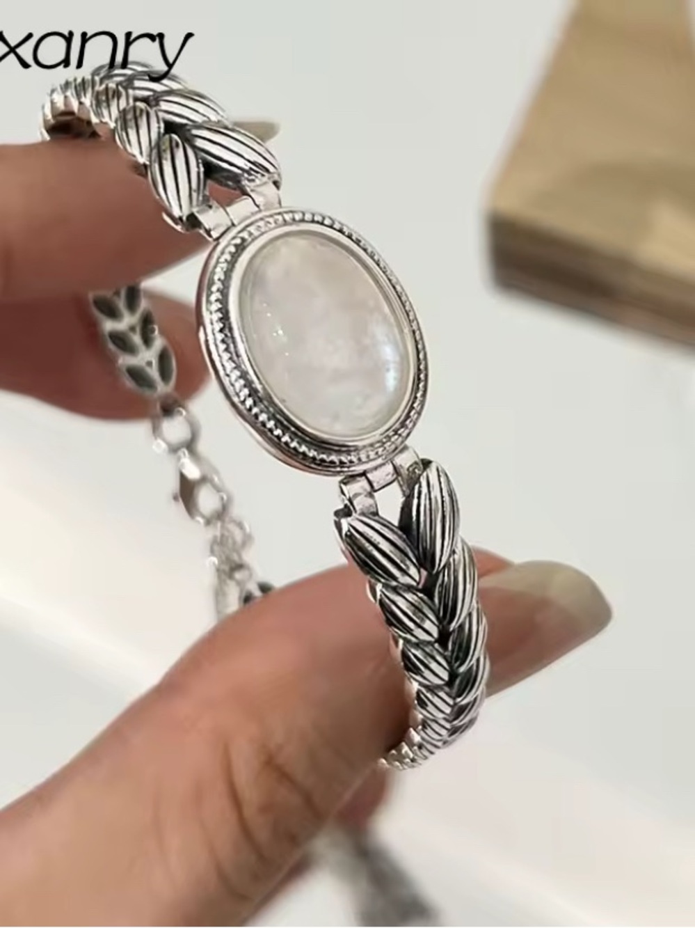 Vintage Moonstone Oval Bracelet - White Moonstone